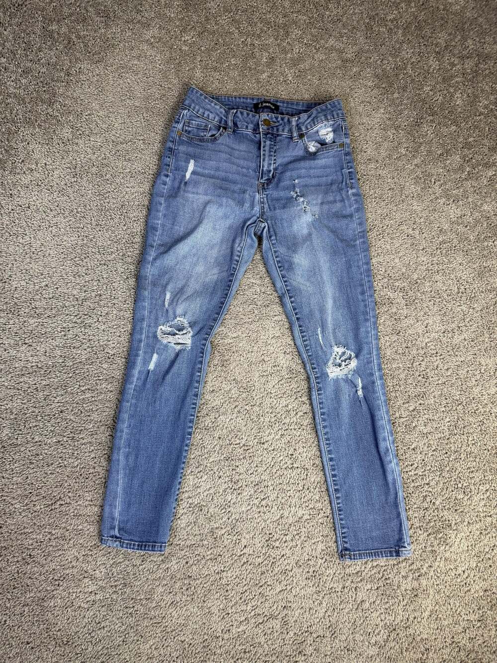 D. Jeans Jeans Girls 4 Blue Skinny Ripped Distressed Stretch Waist 25x25